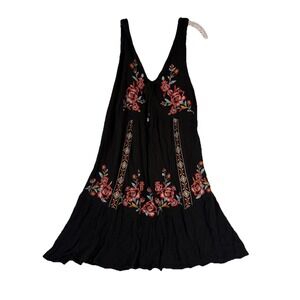 Xhilaration Size L Floral Embroidered Sleeveless Mini Dress Boho Festival